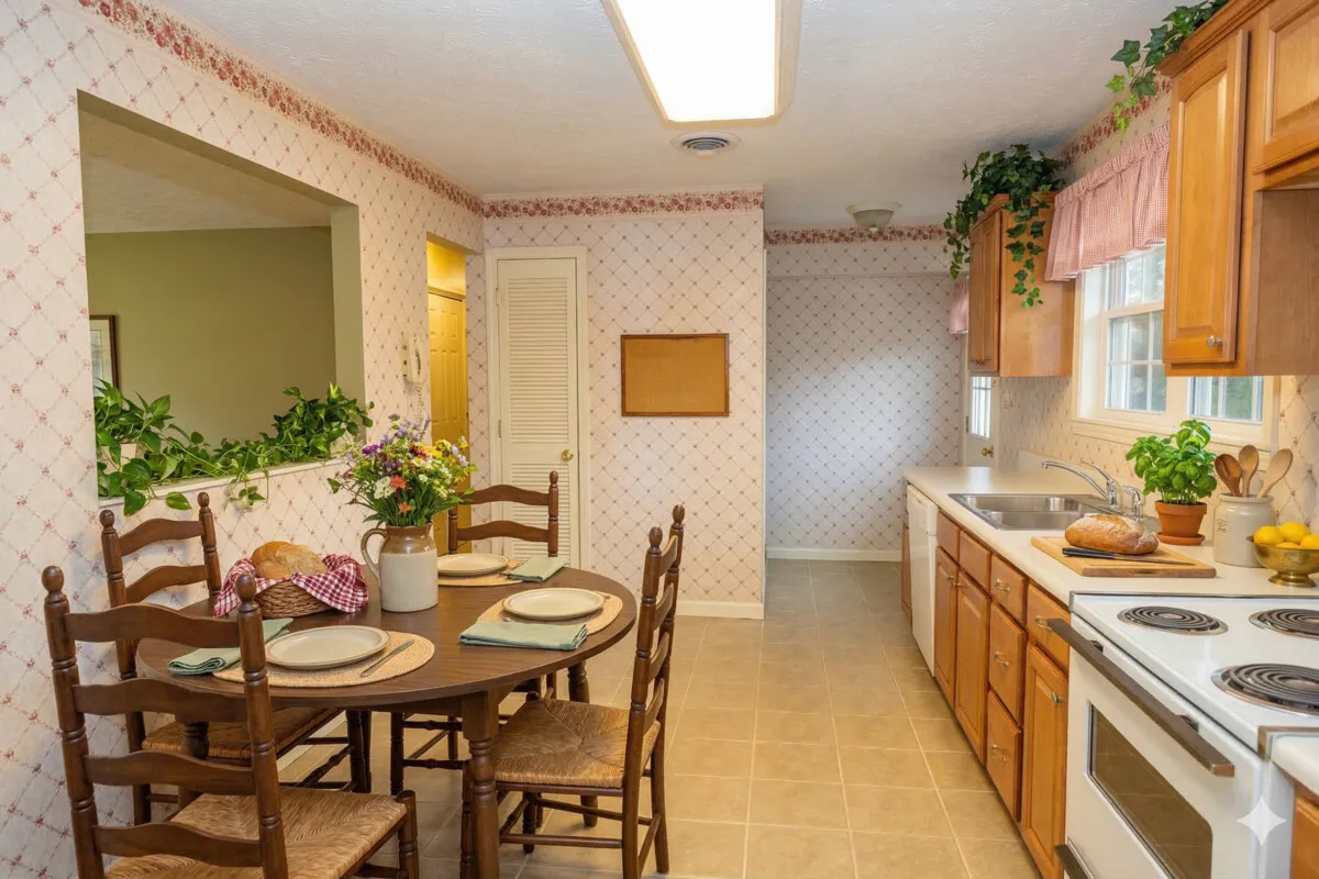 15965 Button St kitchen with oak cabinetry and dining nook